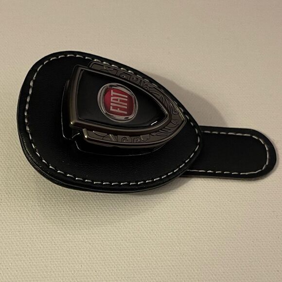 Fiat Sunglass Holder for Car with Logo Black PU Leather NWT - Picture 4 of 9